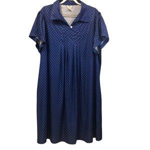 Bridge Gate Polyester Nightgown Sz B8 Blue w/Poka Dots Grandmacore